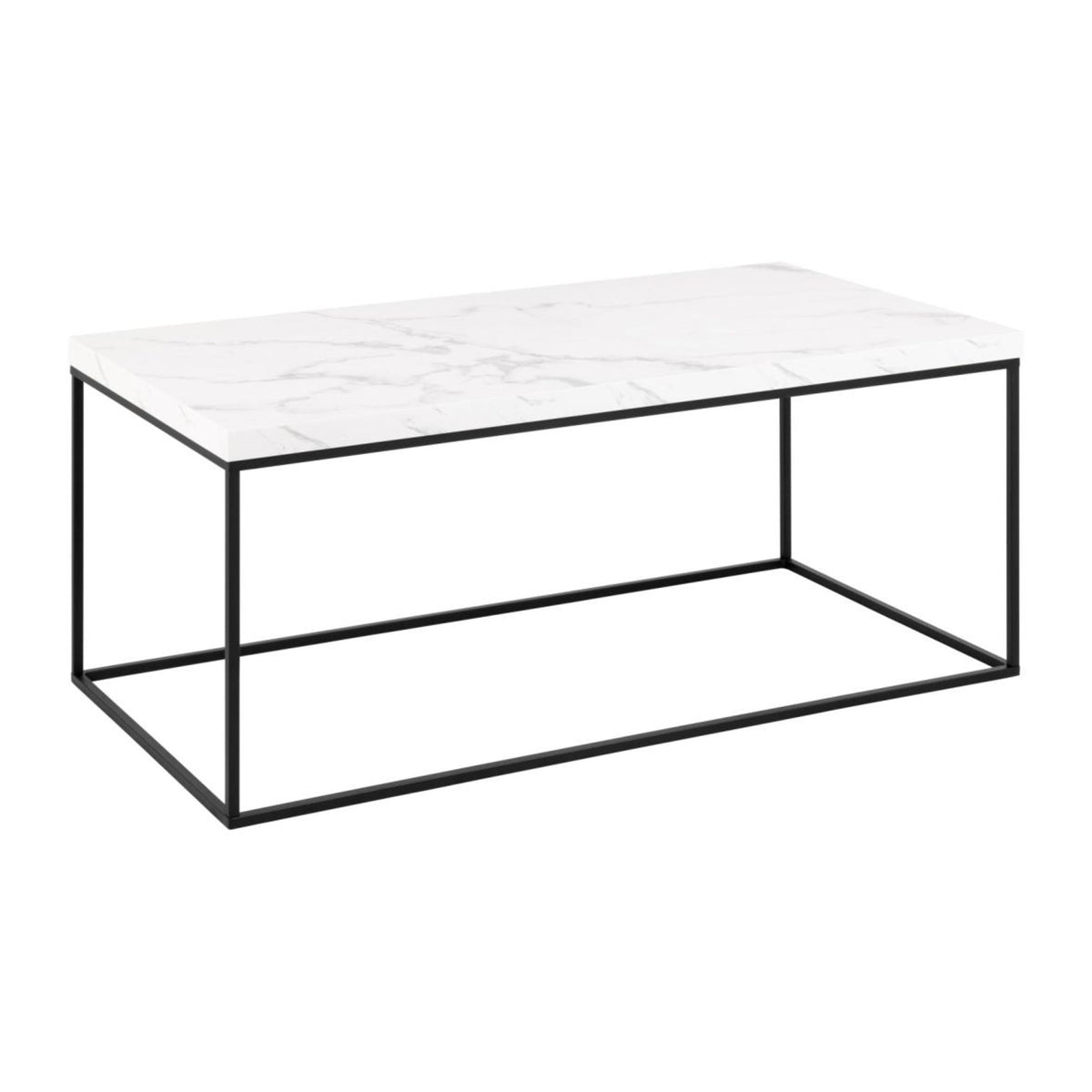 Barossa Couchtisch rechteckig – Tischplatte Marmor weiss Carrara rau Melamin