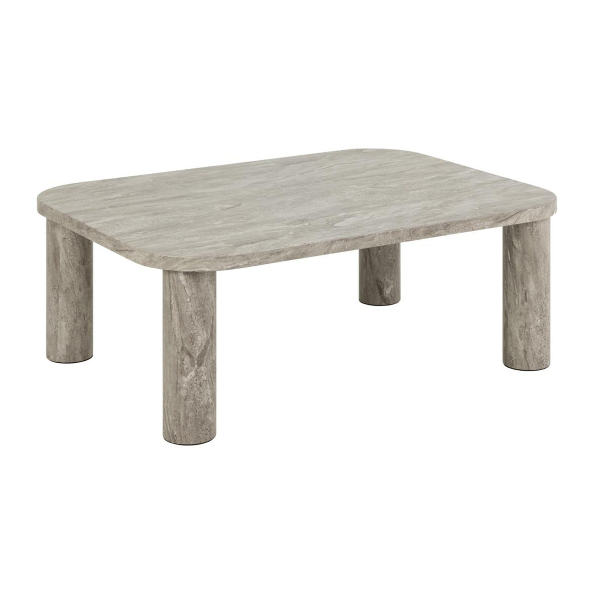 Solano Couchtisch rechteckig – Tischplatte und Gestell grau Mamor River rau Papier