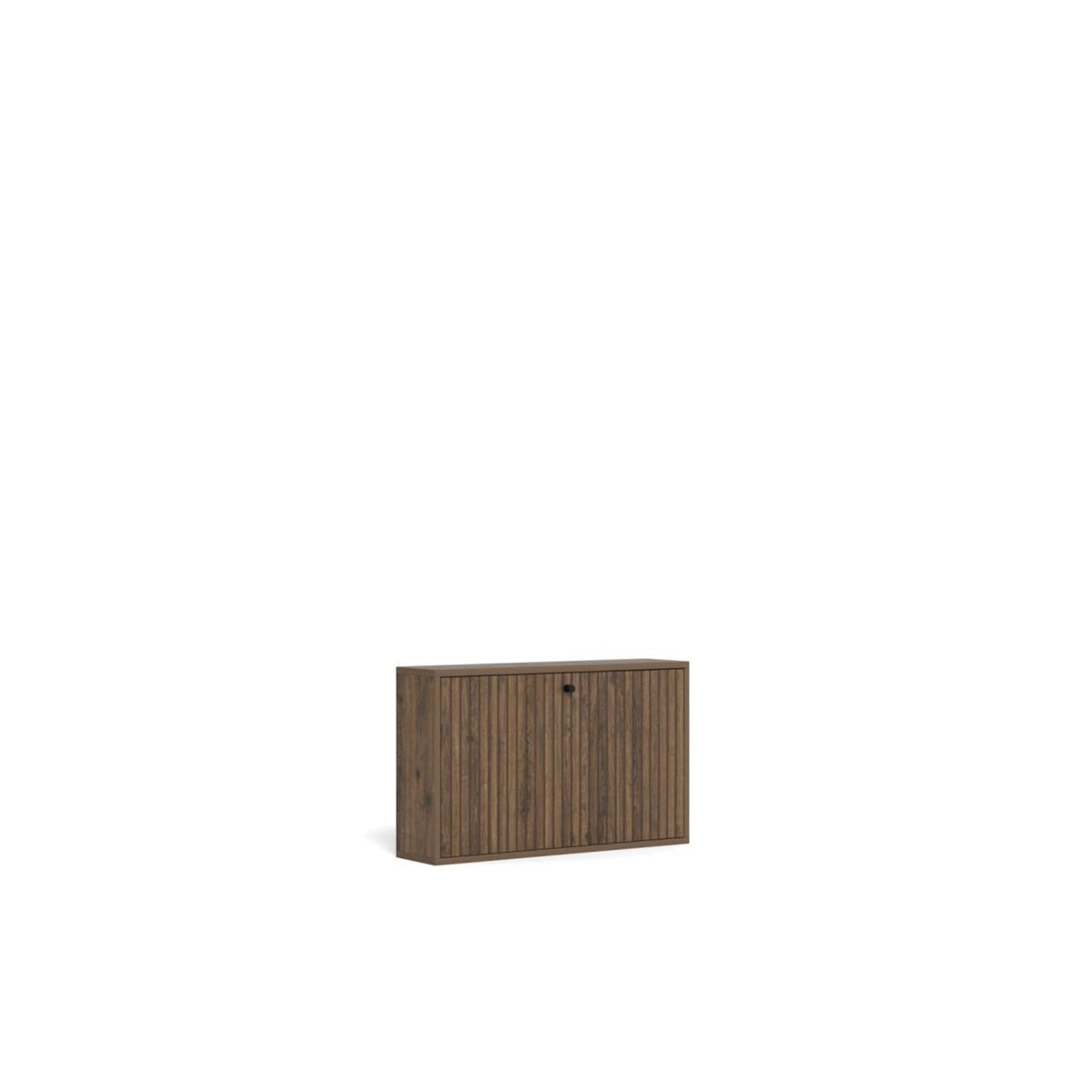 Albany Schuhschrank – Korpus und Schublade rauchige Eiche rau Melamin mit Lamellenfront und Wandmontierung