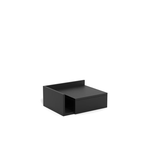 Ashlan Nachttisch quadratisch – Schublade und Boden schwarz UV lackiert MDF mit Metallschienen