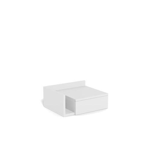 Ashlan Nachttisch quadratisch – Schublade und Boden weiss UV lackiert MDF mit Metallschienen