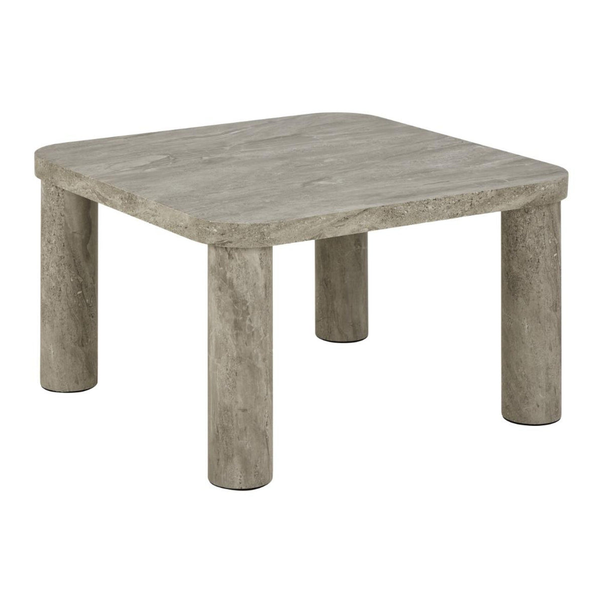 Solano Couchtisch quadratisch – Tischplatte und Gestell grau Mamor River rau Papier