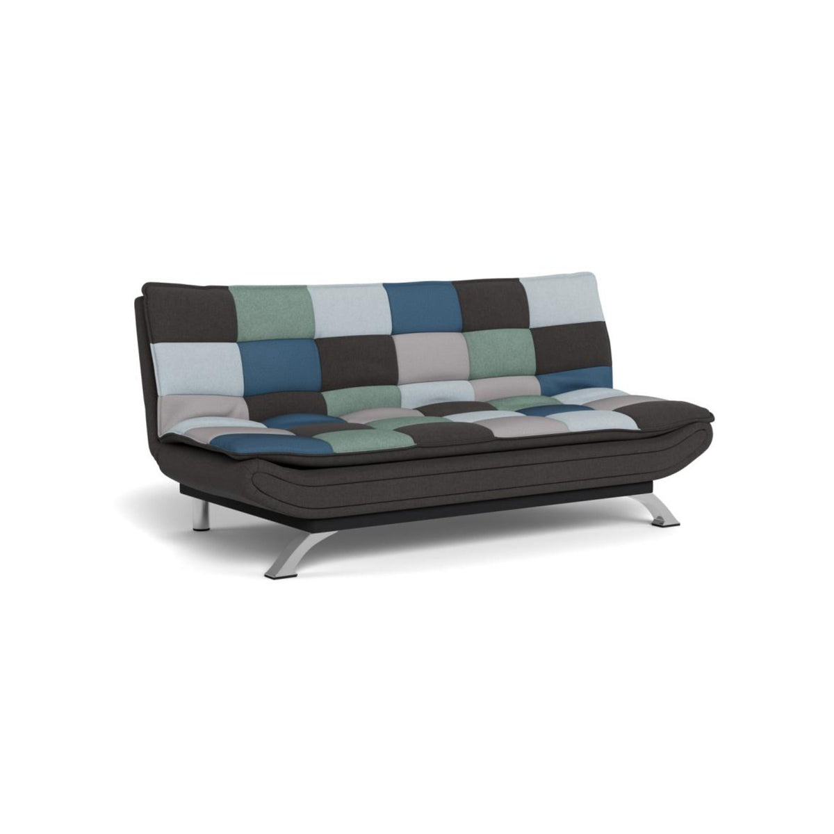 Faith Bettcouch – Patchwork Stoff patchwork TO18,31 CO210 SA5,72 und Sawana Stoff grau 5, Gestell Chrom Stahl mit Französischen & Quernähte und click & clack (Art. 111251)