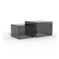 Dice Couchtischsatz quadratisch – Tischplatte und Gestell rauch gehärtetet Glas mit Satz aus 2 Stück