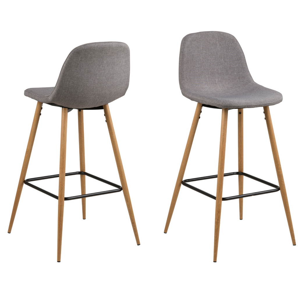 Tabouret de bar pivotant, tissu gris clair