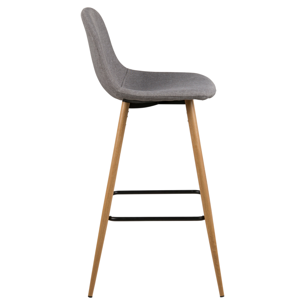 Tabouret de bar pivotant, tissu gris clair