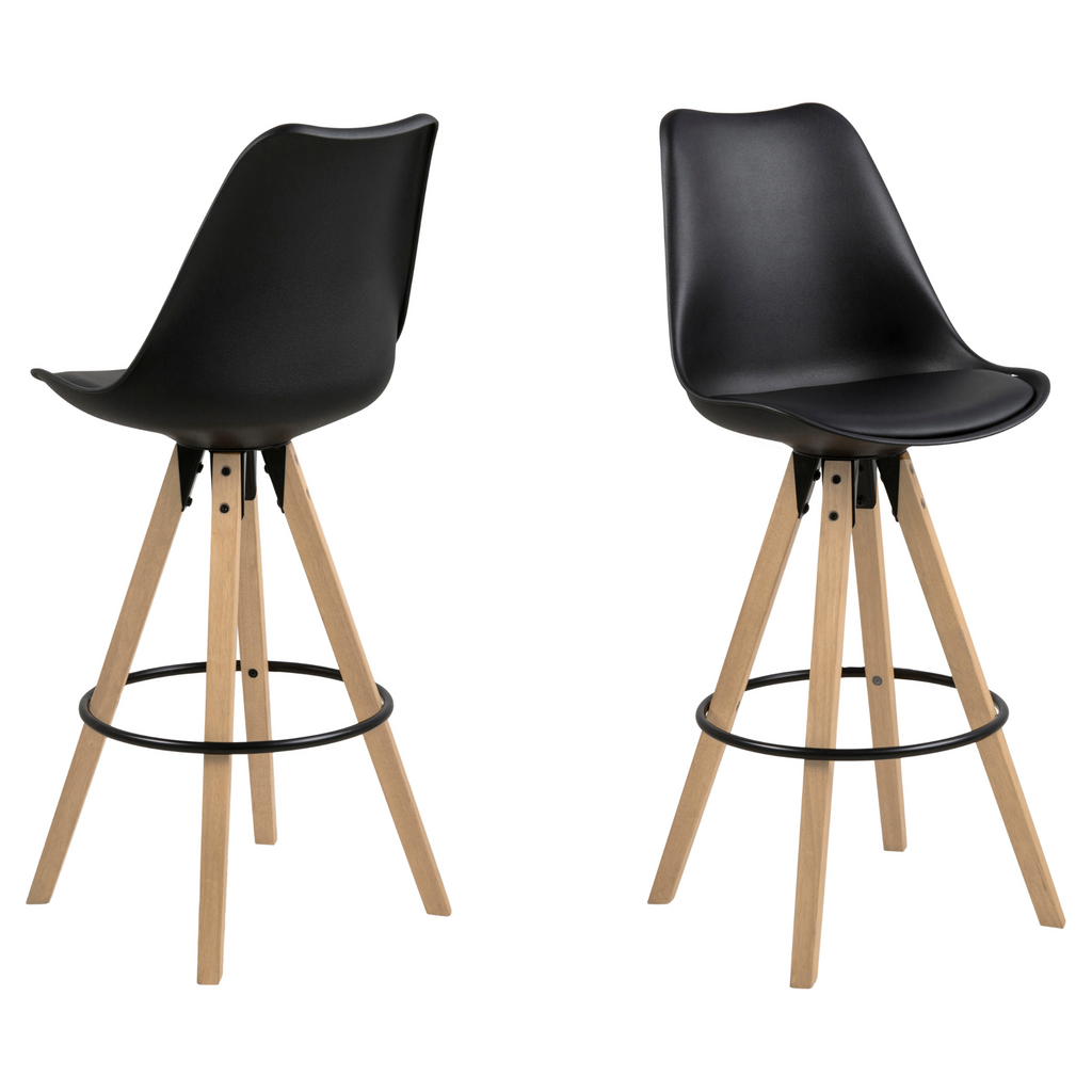 Tabouret de bar noir élégant avec cadre en bois