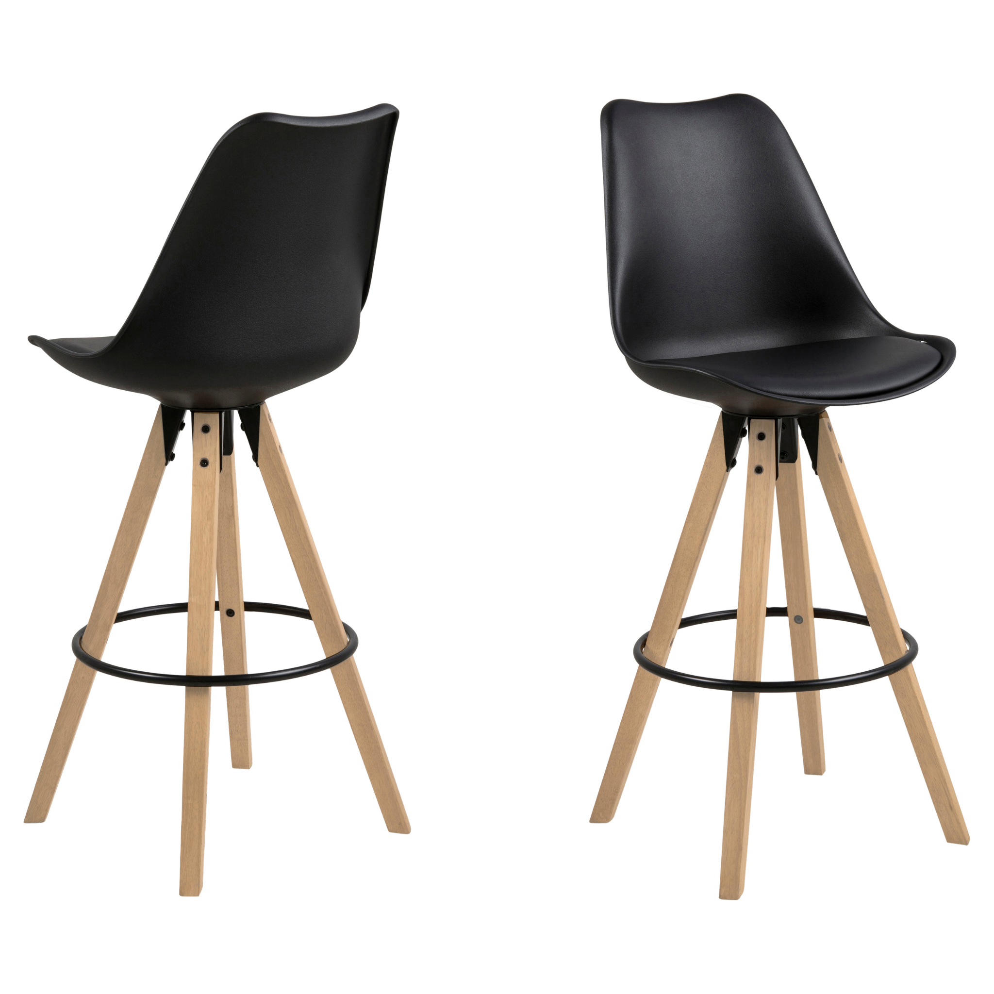 Tabouret de bar noir élégant avec cadre en bois