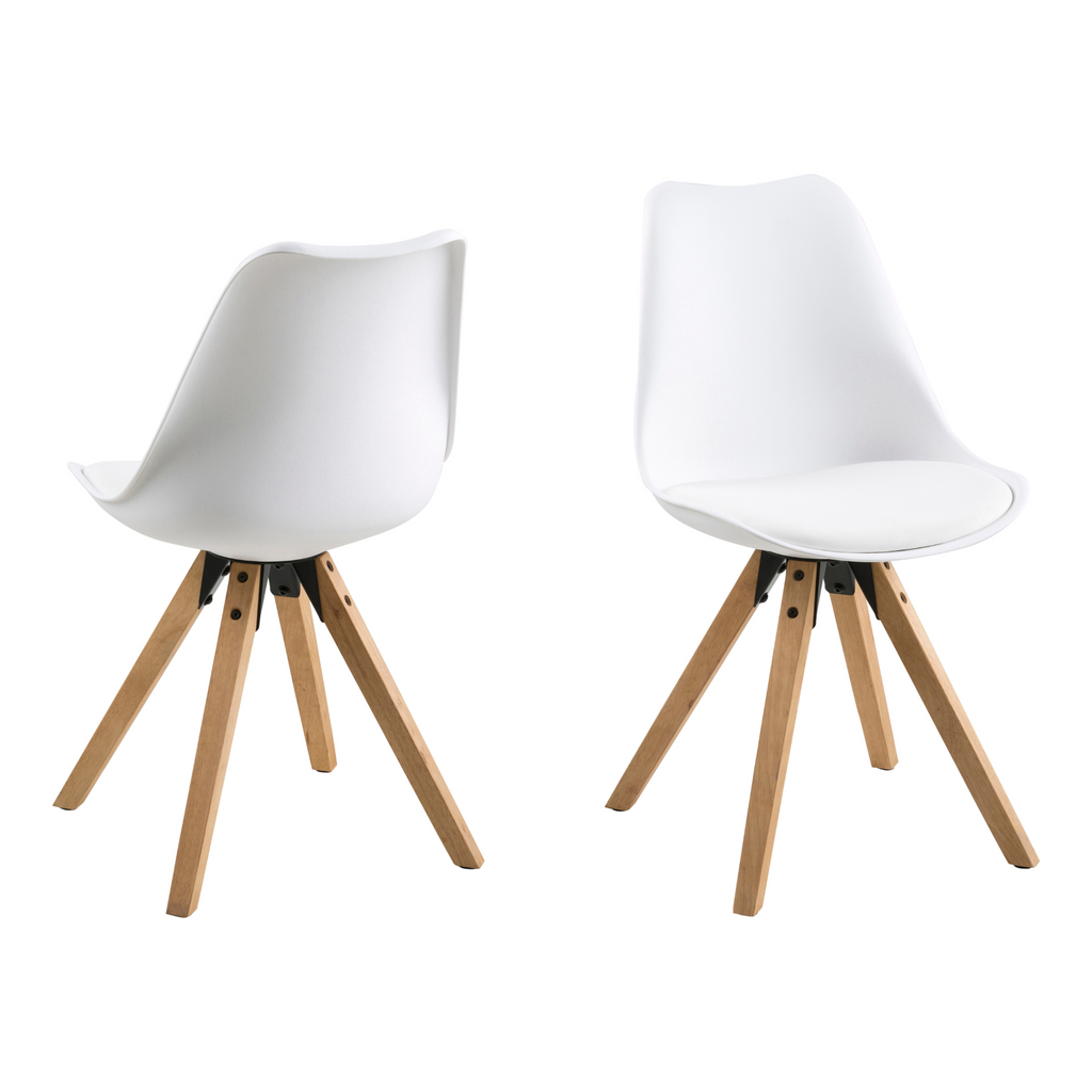 Chaise de salle à manger blanche avec pieds en bois de style scandinave