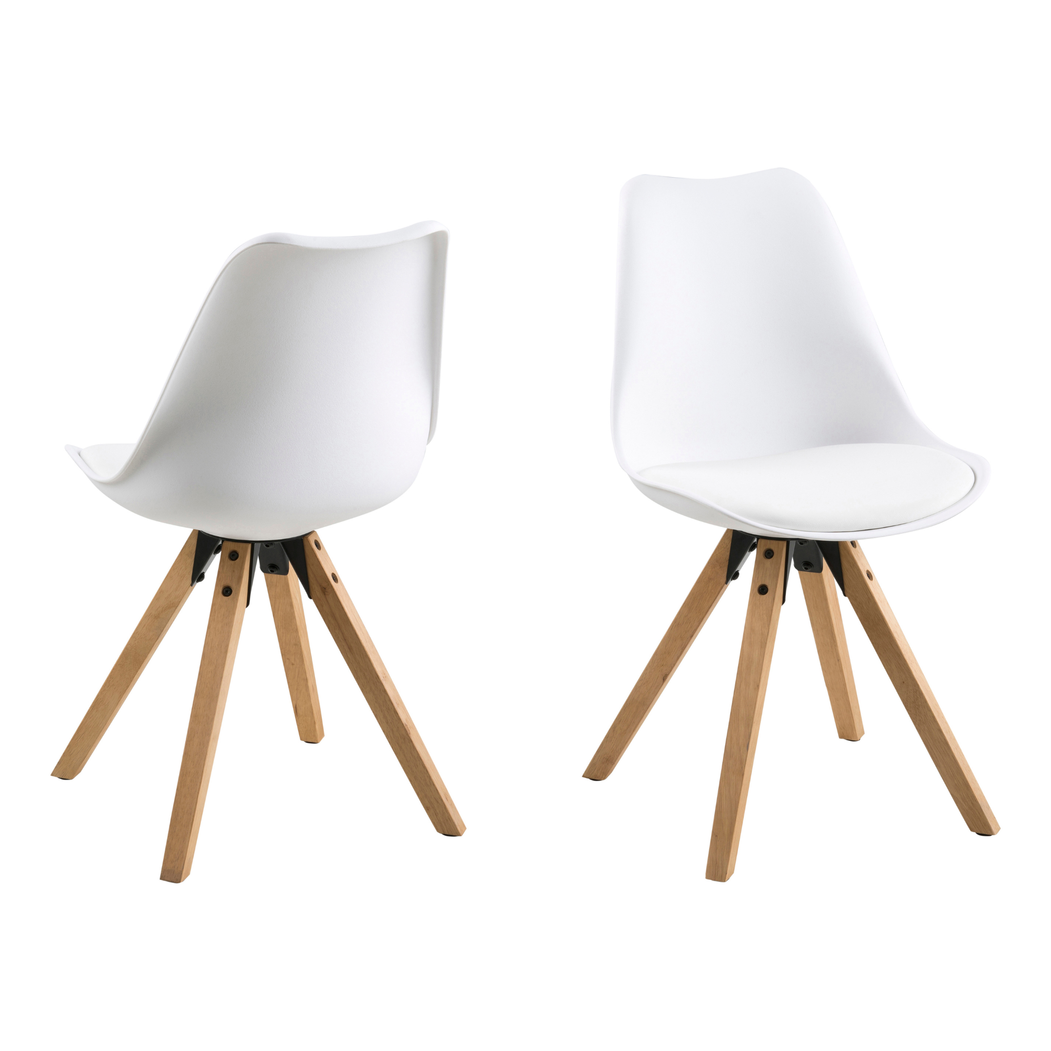 Chaise de salle à manger blanche avec pieds en bois de style scandinave