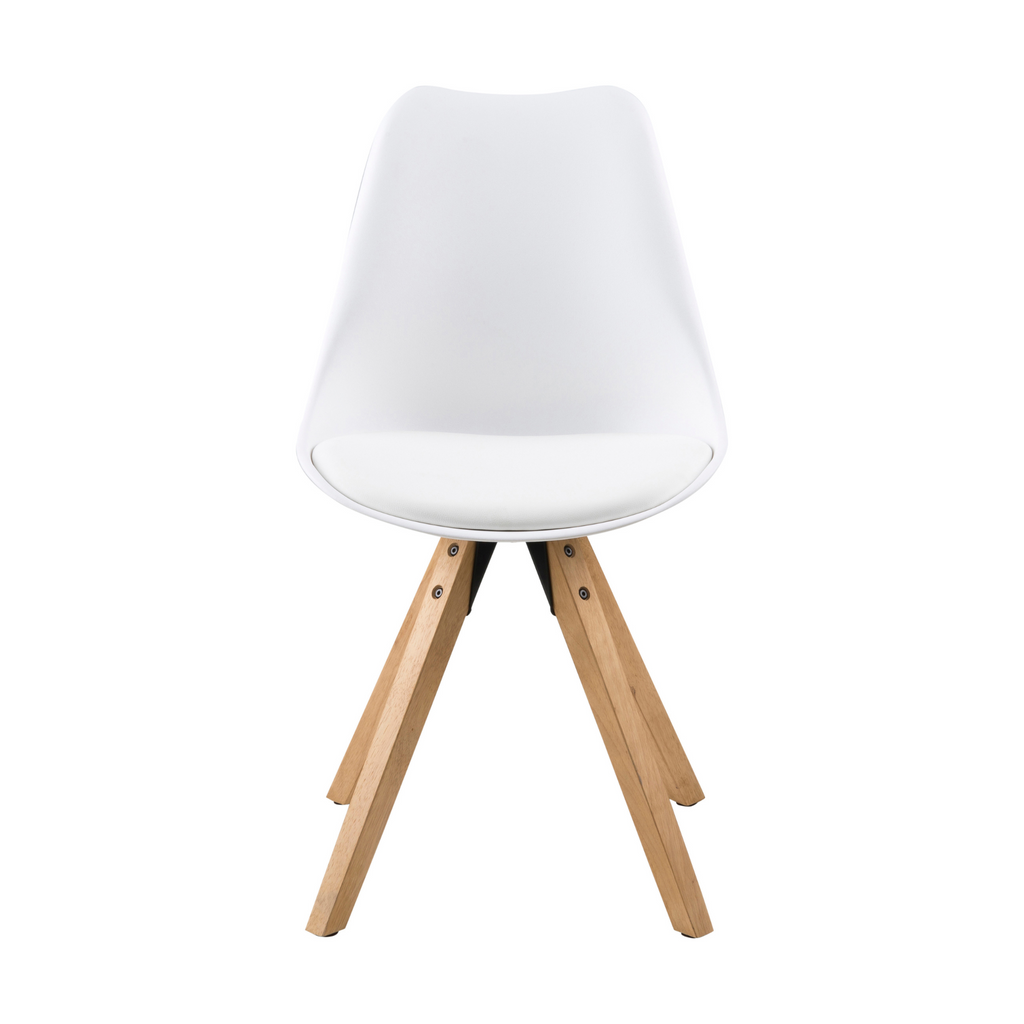 Chaise de salle à manger blanche avec pieds en bois de style scandinave