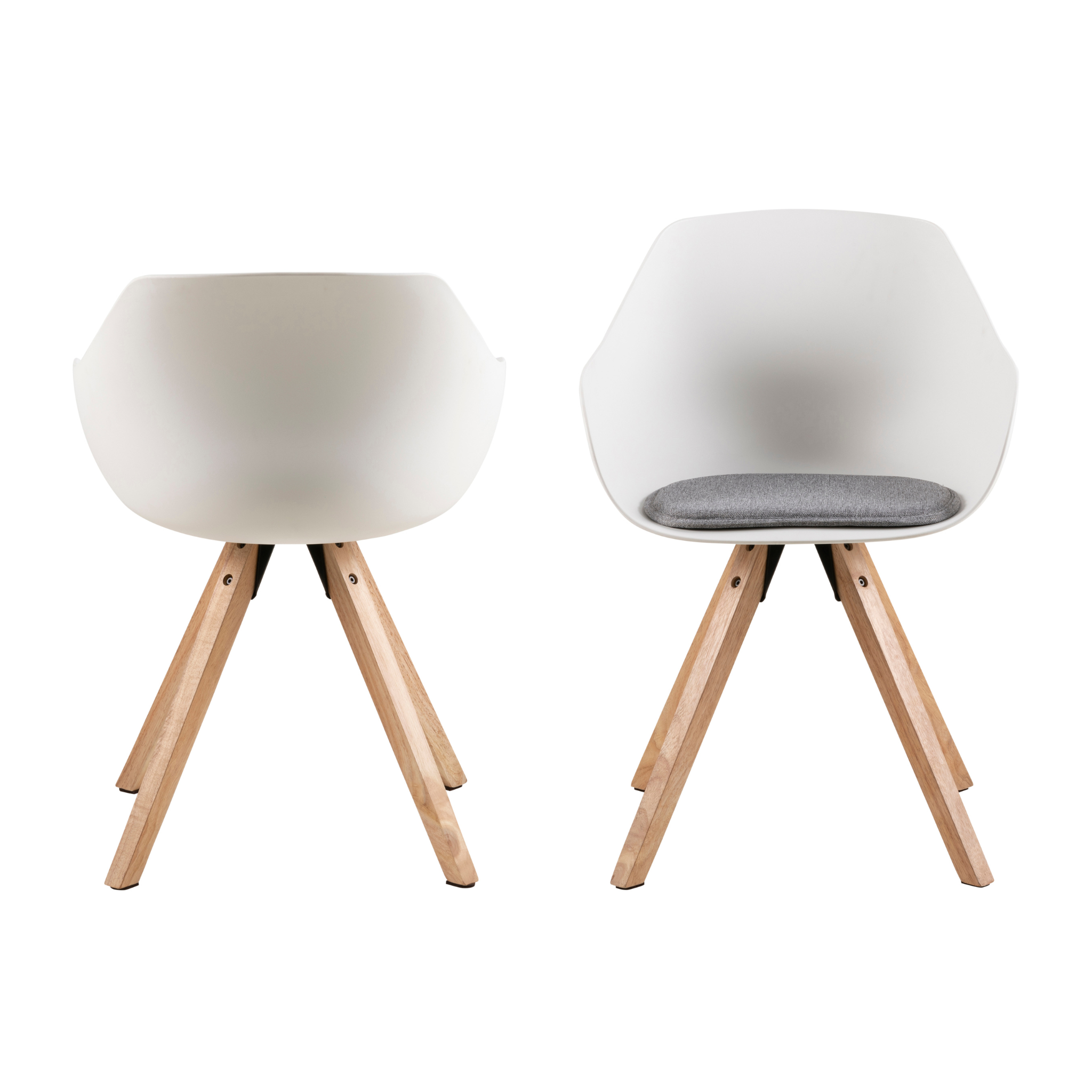 Chaise de salle à manger gris clair avec accoudoirs et pieds en bois, moderne