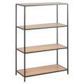 Actona Seaford Bücherregal mit 4 Holzböden und schwarzem Metallgestell, modernes Industrie-Design