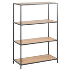 Actona Seaford Bücherregal mit 4 Holzböden und schwarzem Metallgestell, modernes Industrie-Design