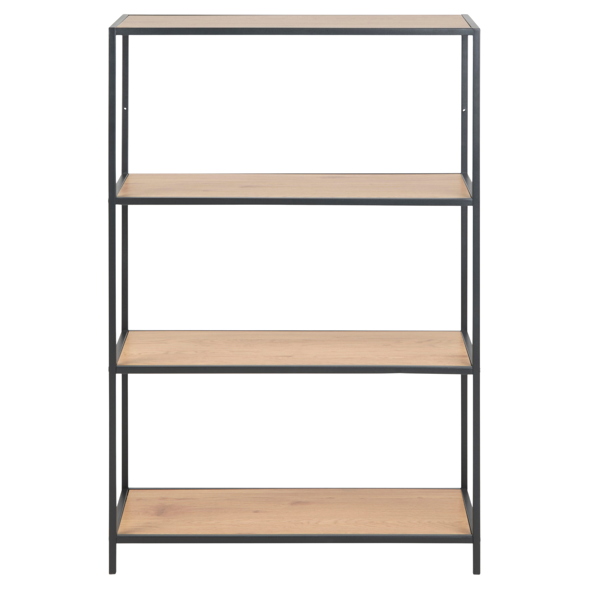 Bibliothèque moderne en chêne sauvage avec cadre en métal noir