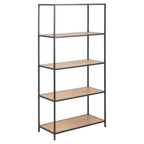 Actona Seaford Bücherregal mit 4 Holzböden und schwarzem Metallgestell, modernes Industrie-Design