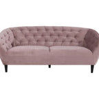 Ria 2er Sofa Samt Altrosa - modernes Polstersofa mit Knopfsteppung und Holzbeinen