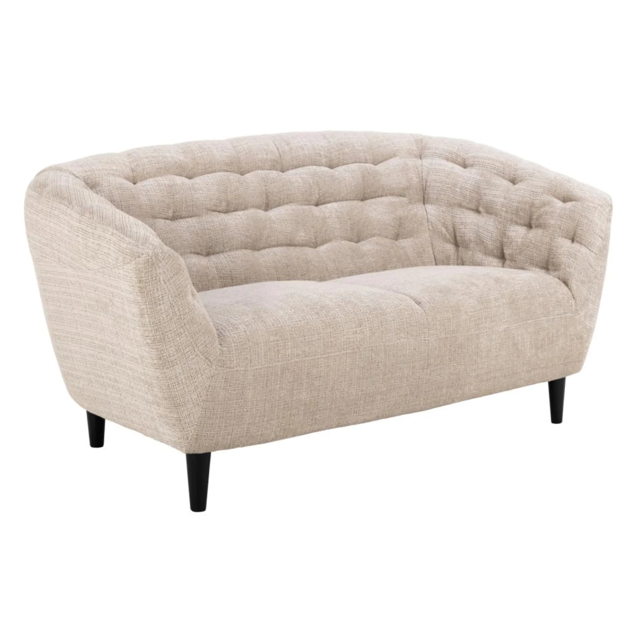 Actona Ria 2er Sessel in Beige mit Knopfsteppung und schwarzen Beinen
