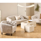 Actona Ria Polstermöbel Set: 2er & 3er Sofa mit Sessel in Beige, Holztisch auf Parkettboden