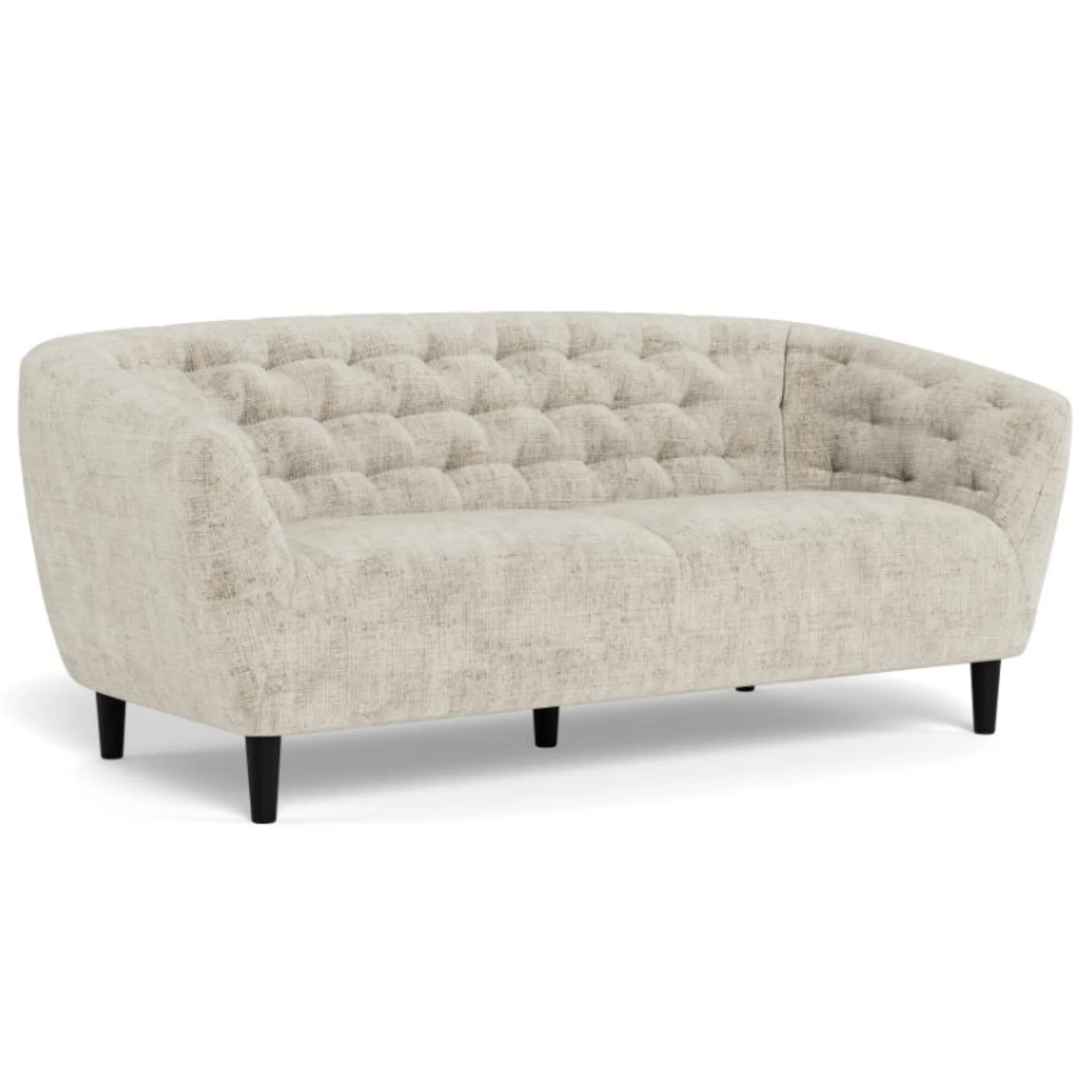 Actona Ria 2er 3er Sessel creme Polstersofa mit Knopfsteppung und schwarzen Beinen