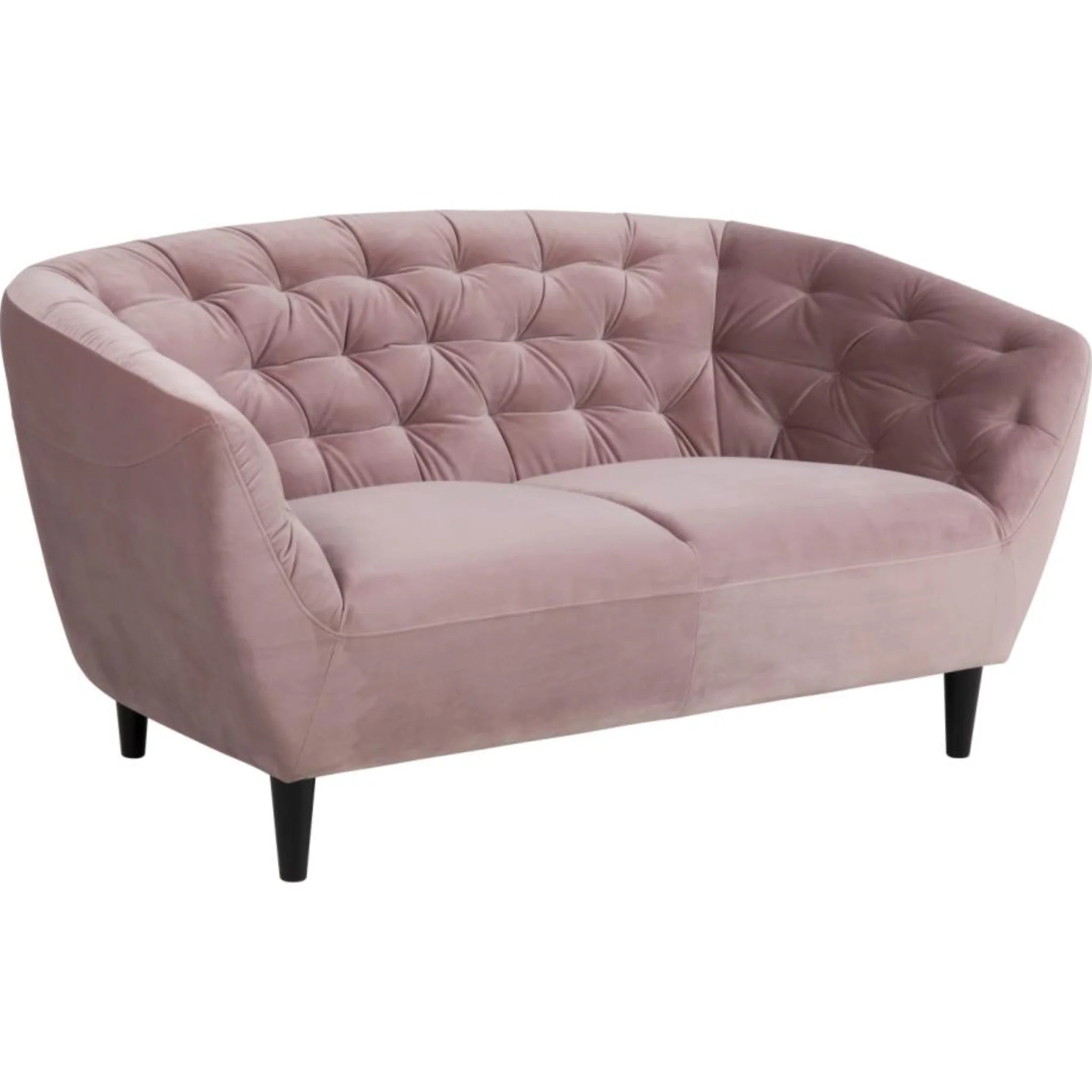 Actona Ria 2er Sessel in zartem Rosa mit gestepptem Rückenteil und eleganten Holzbeinen.