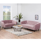 Rosa Polstersessel und Sofa Ria von Actona - modernes Wohnzimmer-Set mit Couchtisch und Deko.