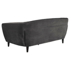 Actona Ria 3er Sofa in Dunkelgrau, Rückansicht mit geschwungener Form und schwarzen Holzbeinen