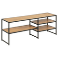 Actona Seaford TV-Tisch mit schwarzem Metallgestell und Holzregalen in Eichenoptik, industrieller Stil