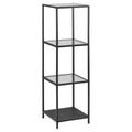Actona Seaford Regal in Schwarz mit 4 Ebenen aus Glas und Metall – modernes Standregal für Wohnzimmer