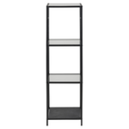 Actona Seaford Regal in Schwarz mit 4 Ebenen aus Glas und Metall, modernes Design für Wohnzimmer
