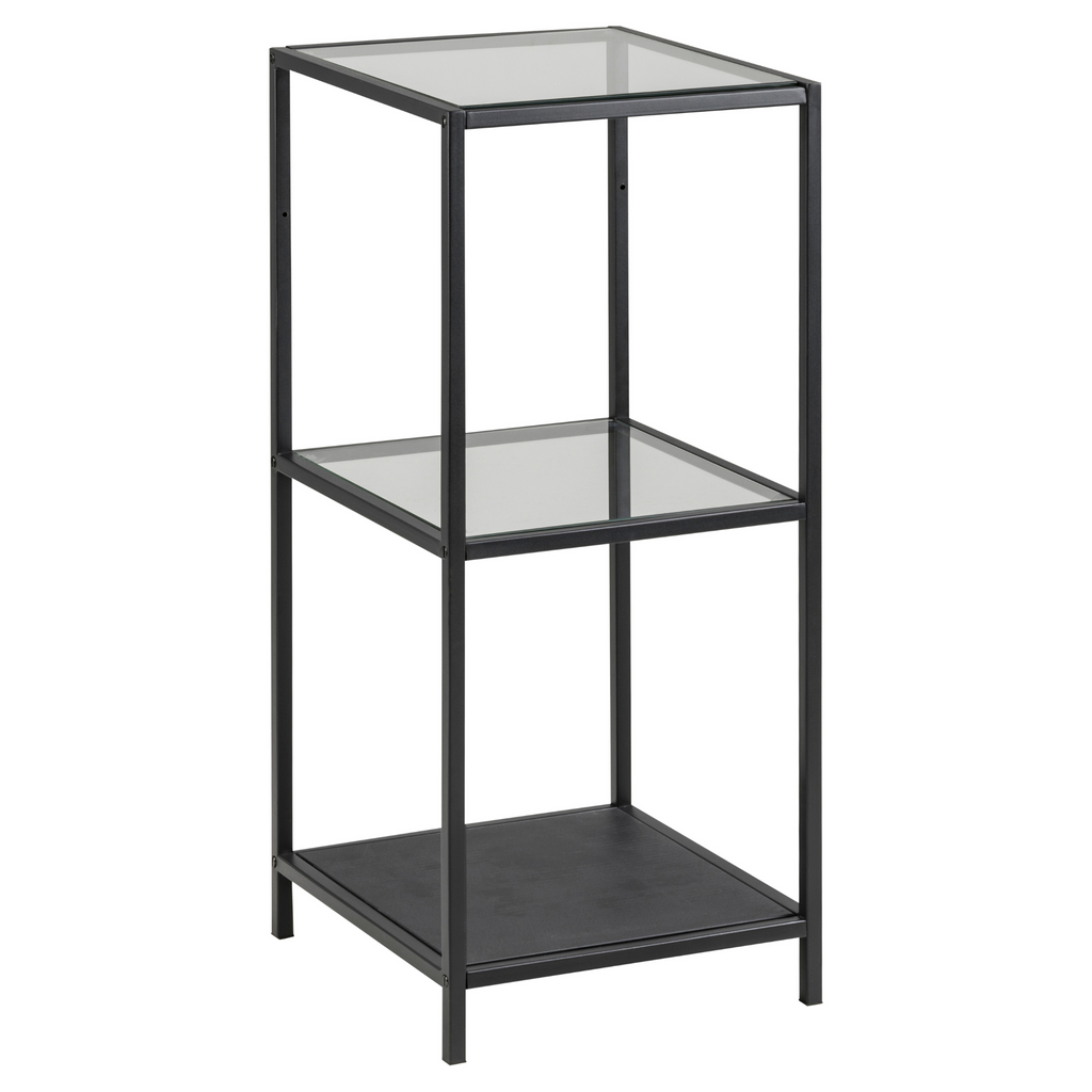 Étagère en verre avec cadre en métal noir