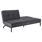 Actona Perugia Bettsofa in Dunkelgrau mit Tufting-Steppung und schwarzen Metallbeinen, als Schlafsofa ausgeklappt