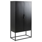 Actona Newton Schrank schwarz mit perforierten Türen und Metallgestell – moderner Industriestil