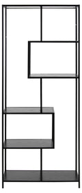 Actona Regal Seaford Schwarz mit 5 versetzten Ablagen aus Metall und Holz – modernes Standregal