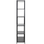 Actona Regal Seaford Schwarz – schlankes 5-Fach Standregal aus Metall mit Glasböden in modernem Design