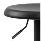 Barhocker Finch Schwarz – Detailansicht Sitzfläche und Metallgestell in mattschwarz