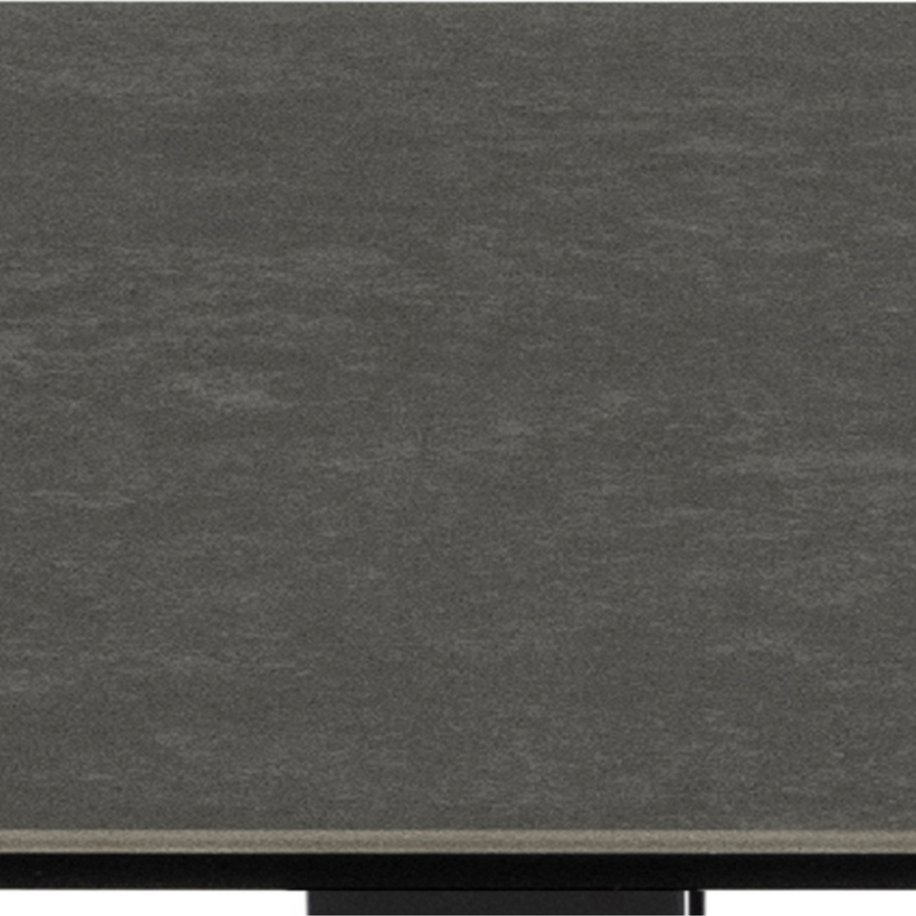 Table de salle à manger en céramique noire avec piètement en croix, style industriel