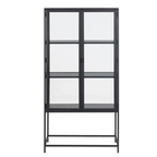 Actona Vitrine Seaford schwarz - modernes Glasvitrinenschrank mit 6 Glasfächern und schwarzem Metallrahmen