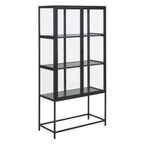 Actona Vitrine Seaford schwarz - modernes Regal mit Glastüren und Metallrahmen für stilvolle Aufbewahrung und Dekoration.