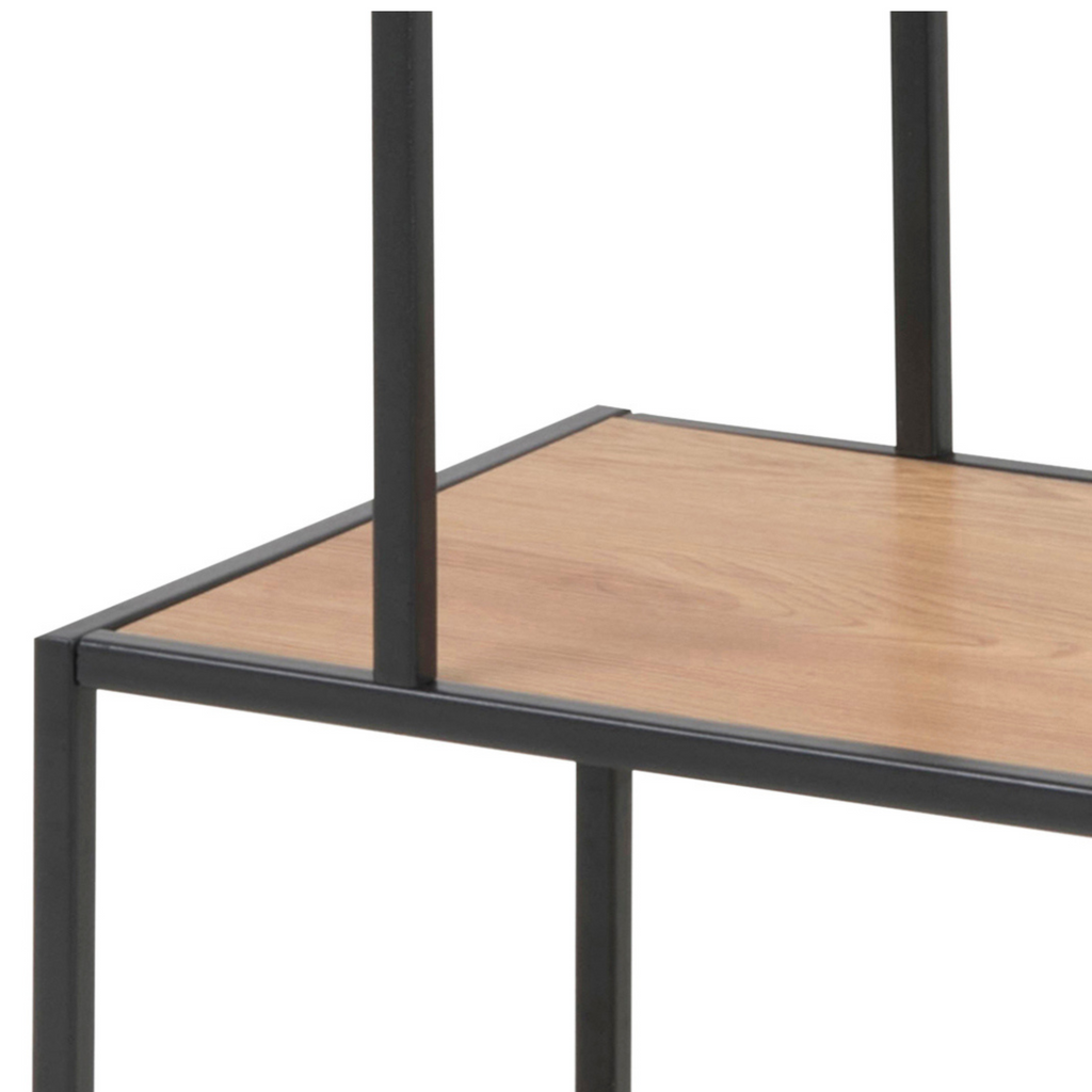 Étagère en chêne sauvage avec cadre en acier noir, tendance