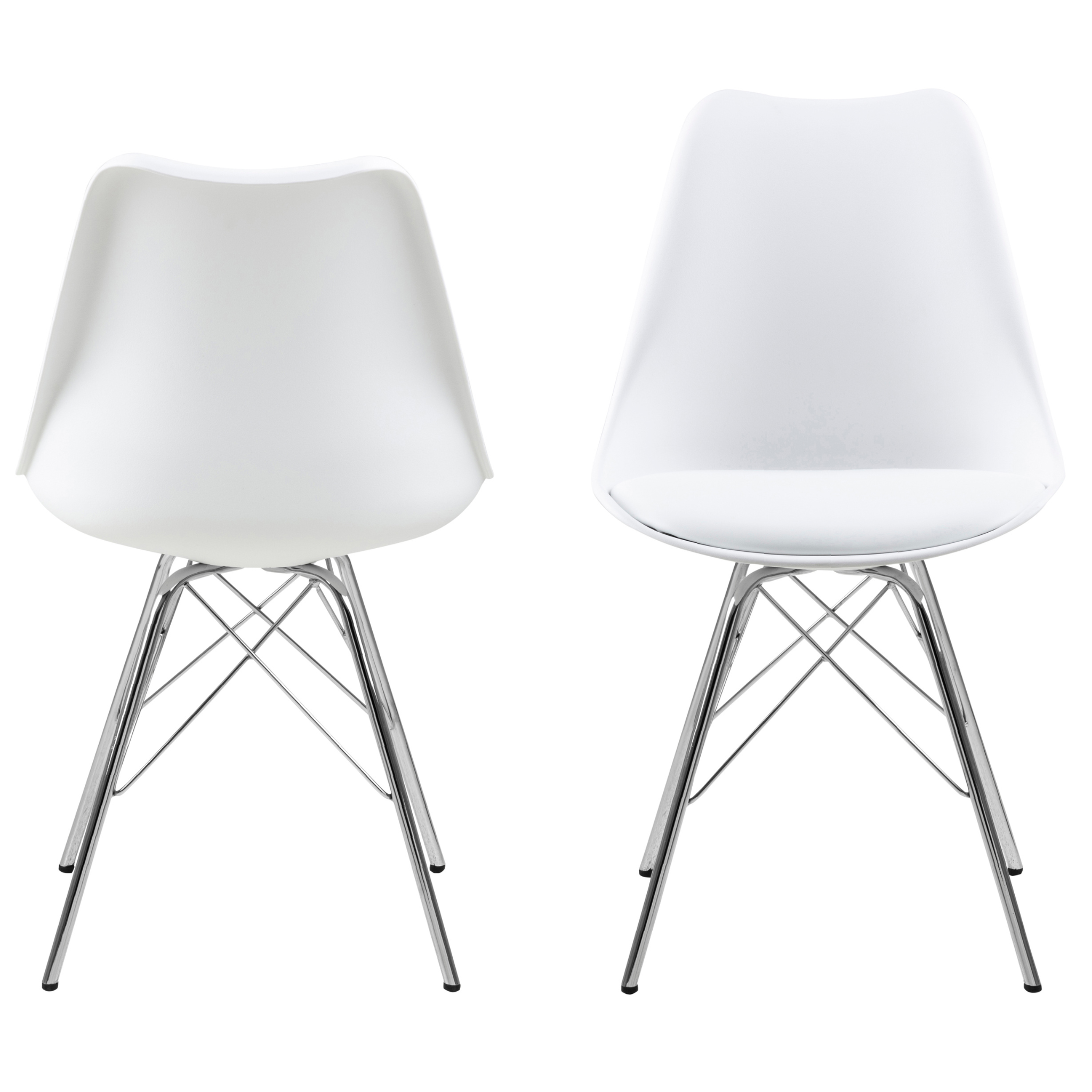 Chaise blanche à pieds en acier