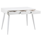 Actona Neptune Schreibtisch weiss mit 3 offenen Schubladen und schraegen Holzbeinen, modernes Scandinavian Design