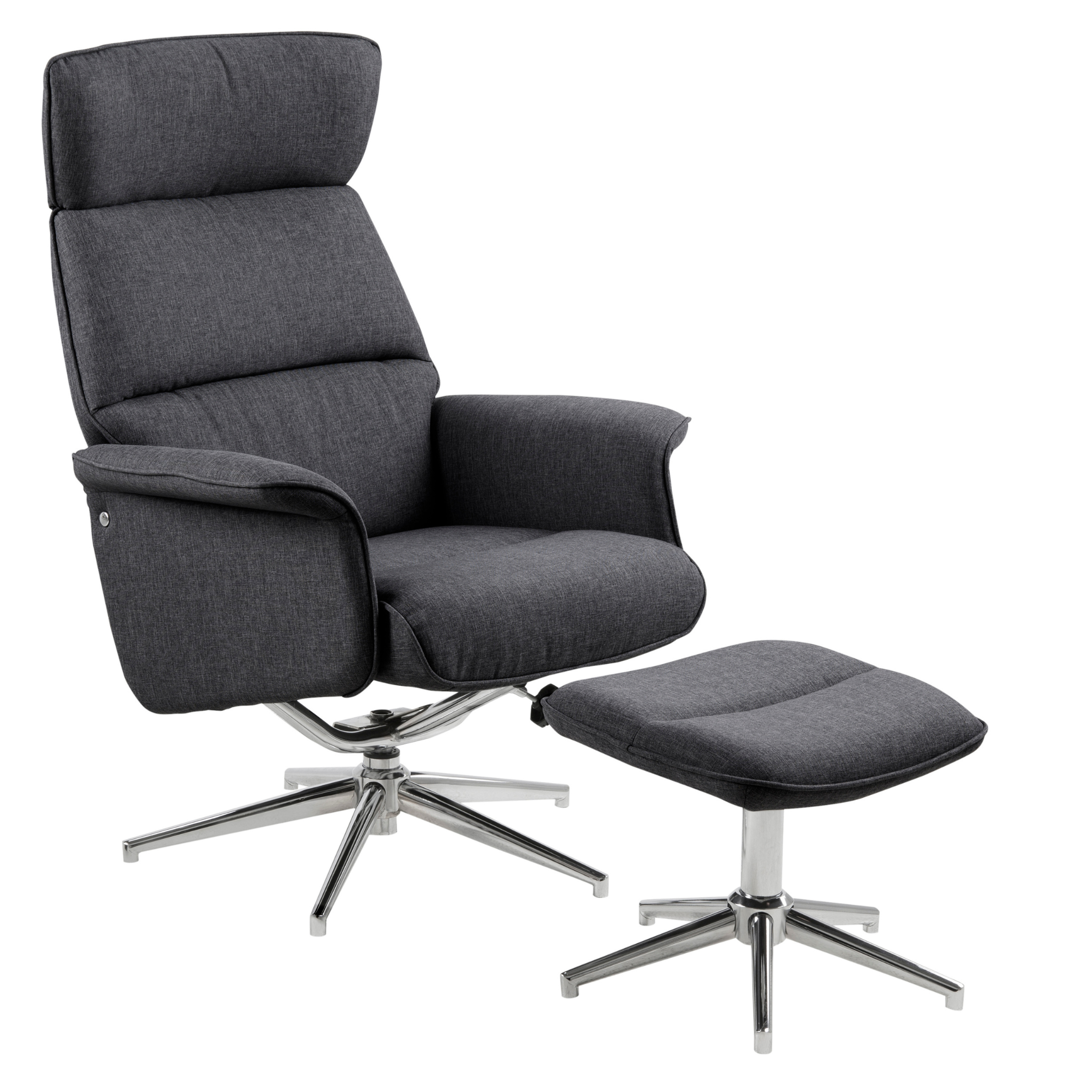Fauteuil inclinable gris moderne avec repose-pieds et fonction pivotante