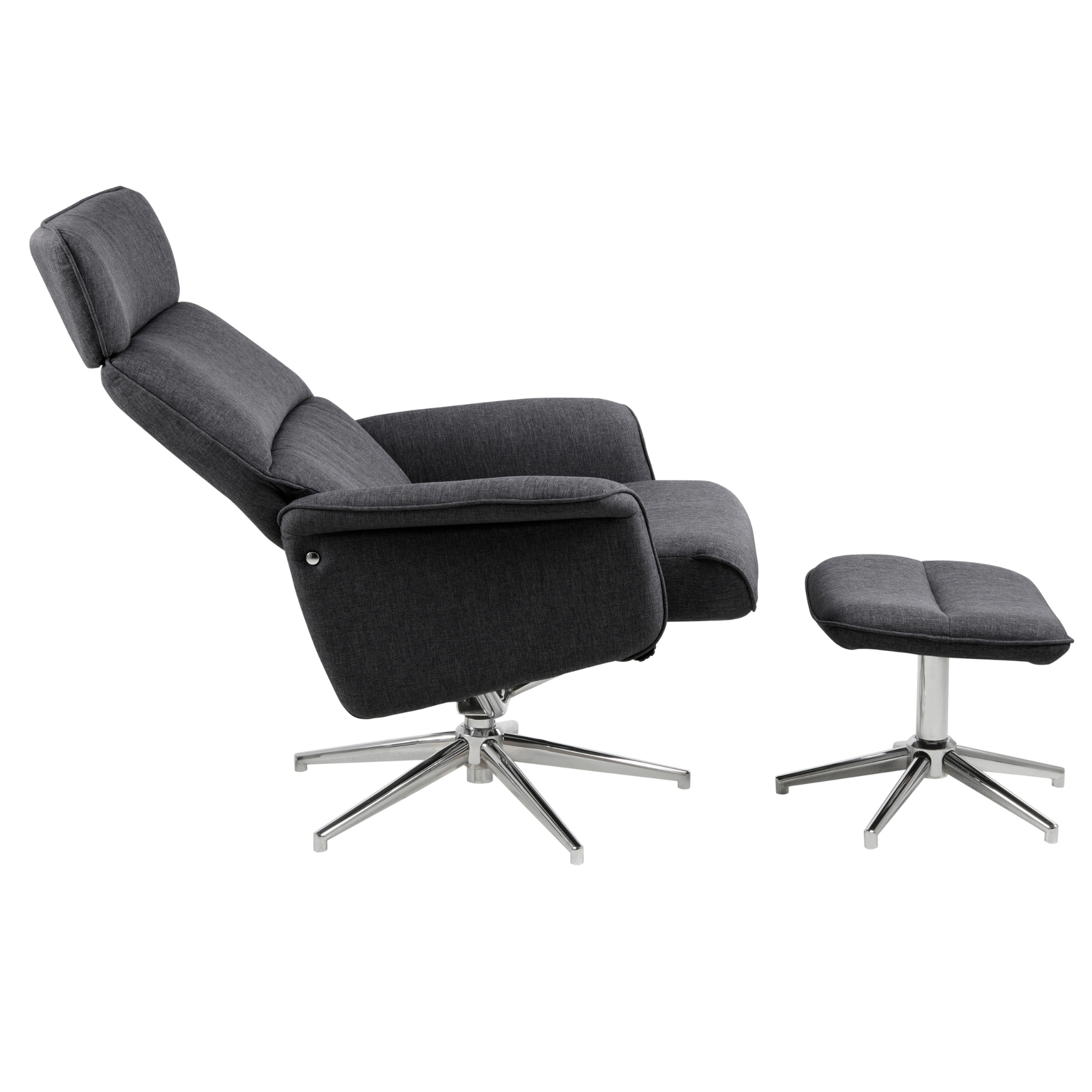 Fauteuil inclinable gris moderne avec repose-pieds et fonction pivotante