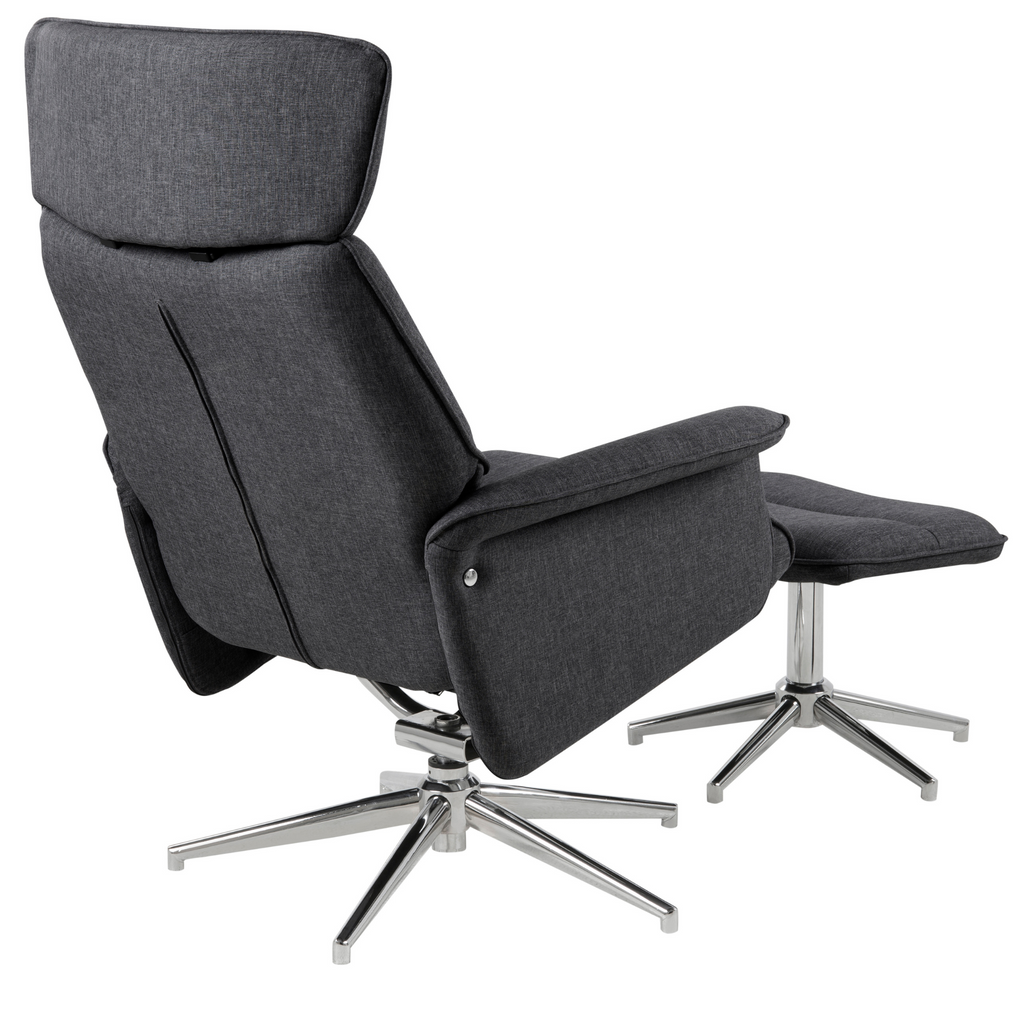 Fauteuil inclinable gris moderne avec repose-pieds et fonction pivotante