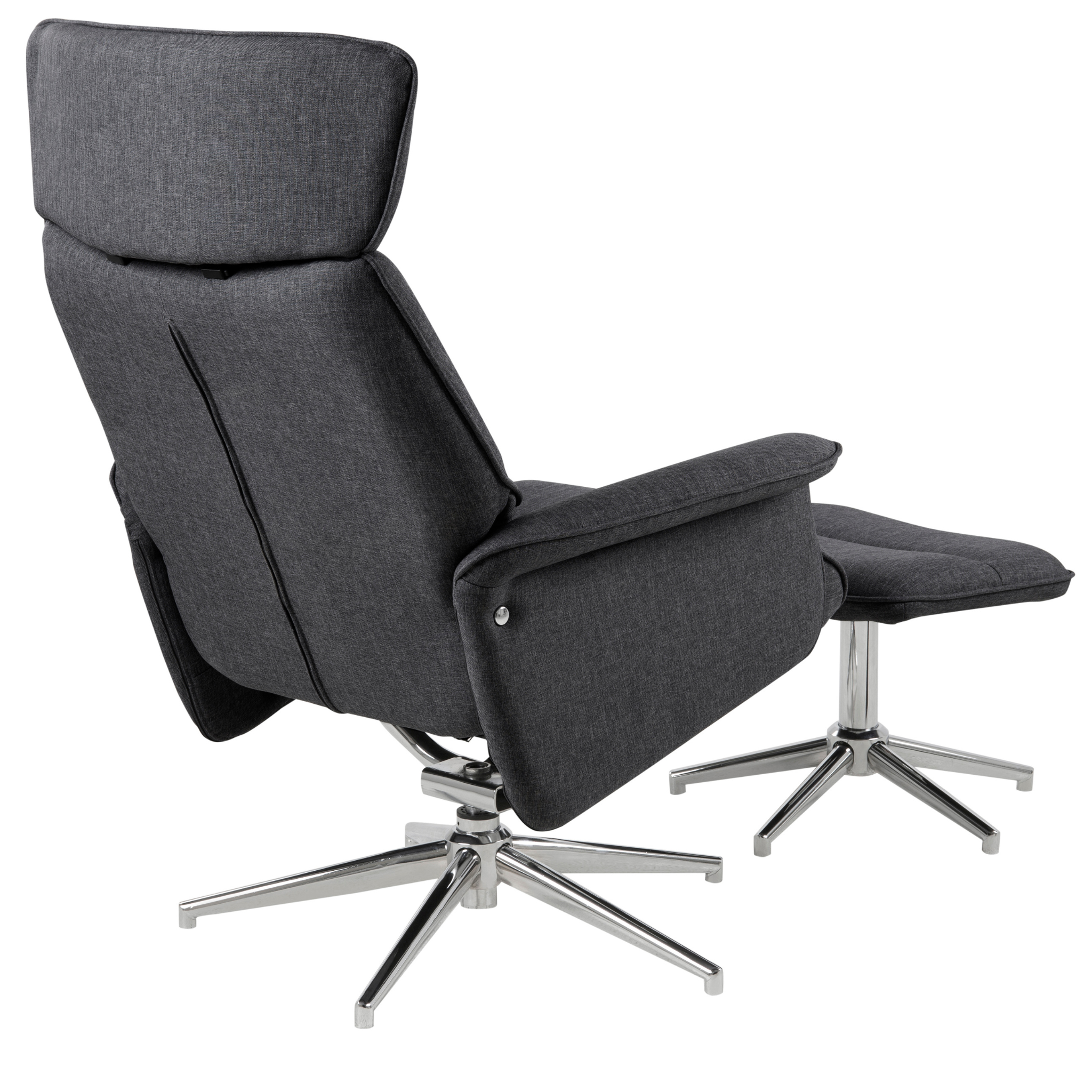 Fauteuil inclinable gris moderne avec repose-pieds et fonction pivotante