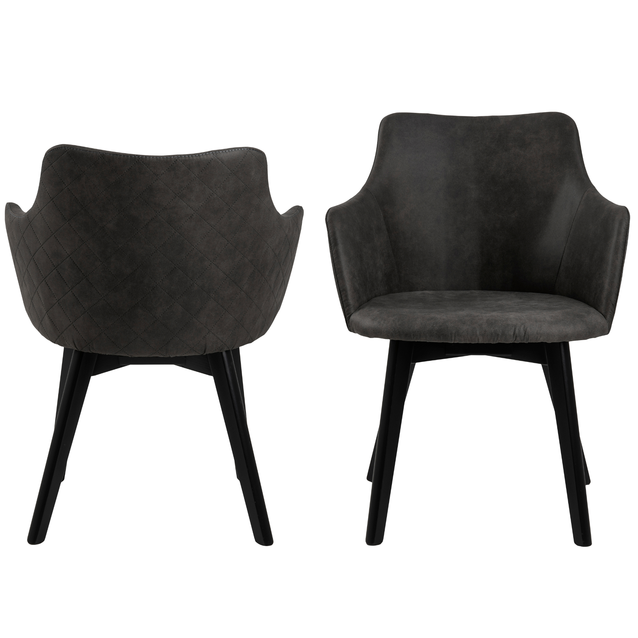 Chaise de salle à manger élégante anthracite avec accoudoirs et motif