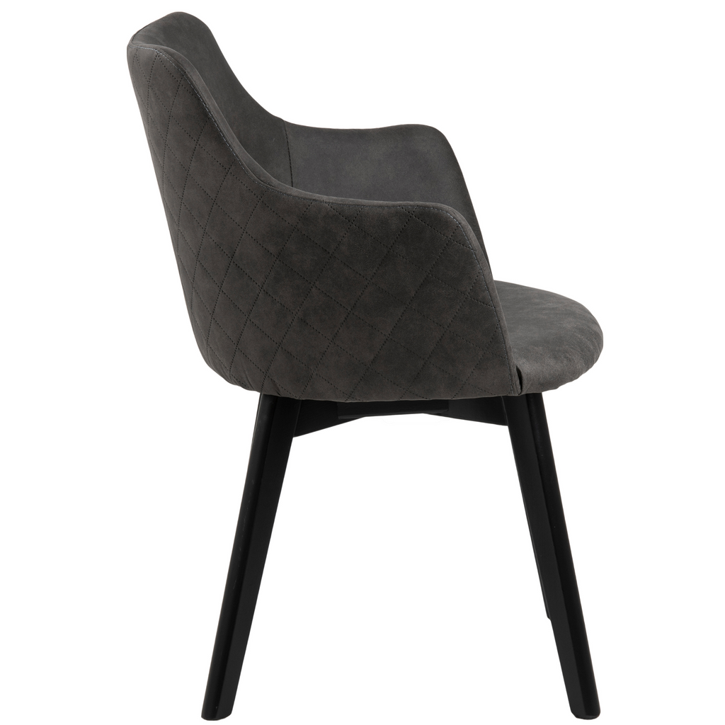 Chaise de salle à manger élégante anthracite avec accoudoirs et motif