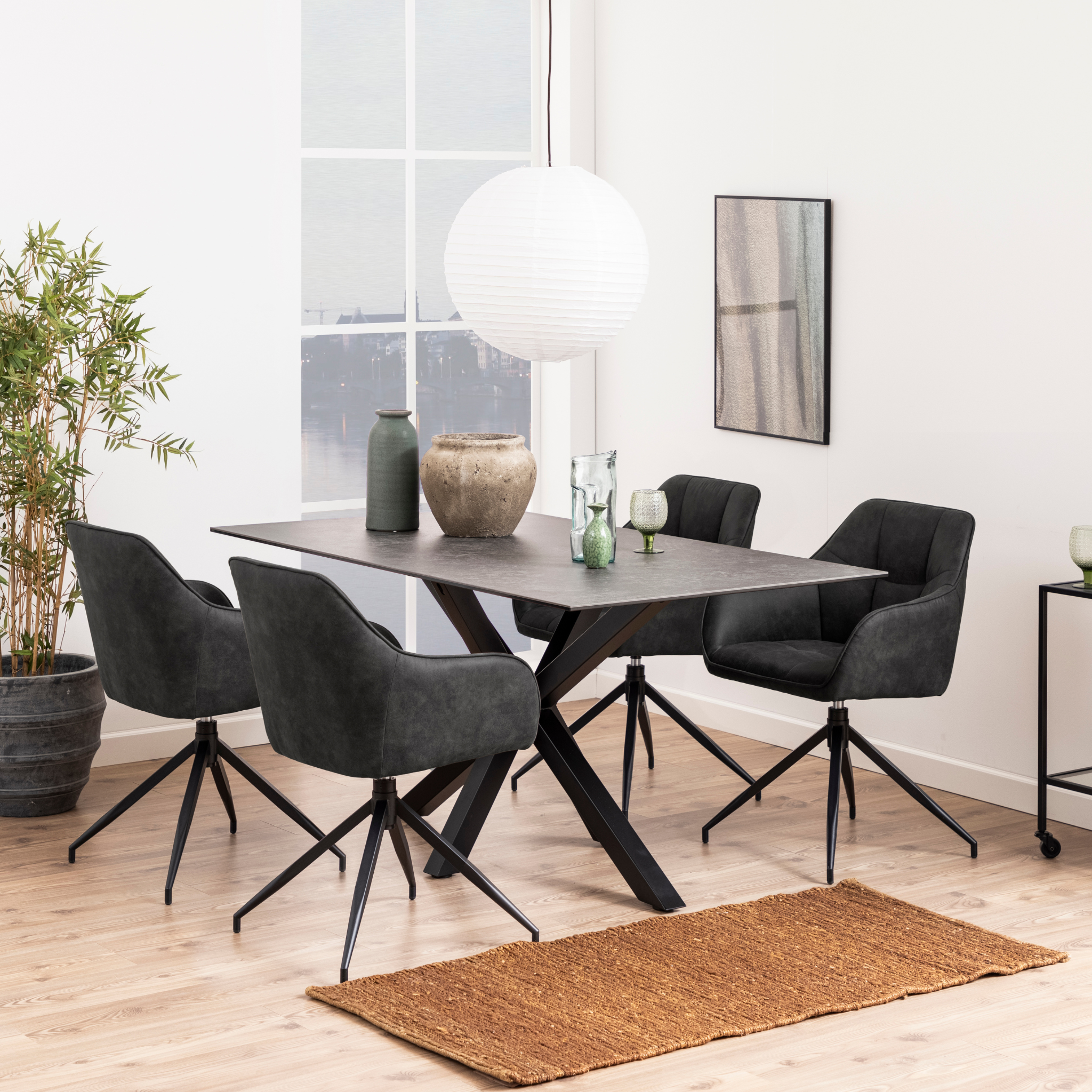 Chaise de salle à manger pivotante, anthracite