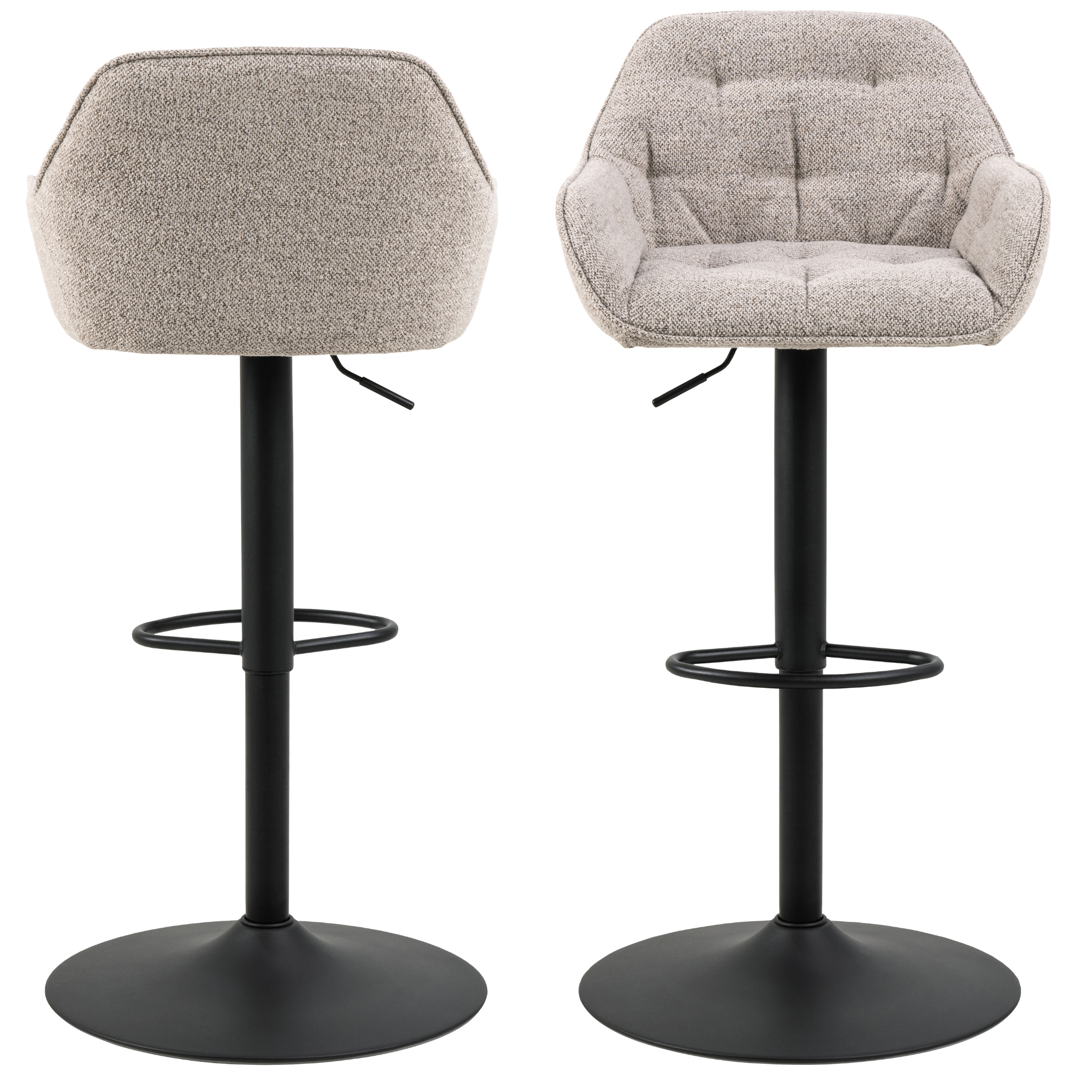 Tabouret de bar réglable en hauteur en bouclé beige avec fonction pivotante